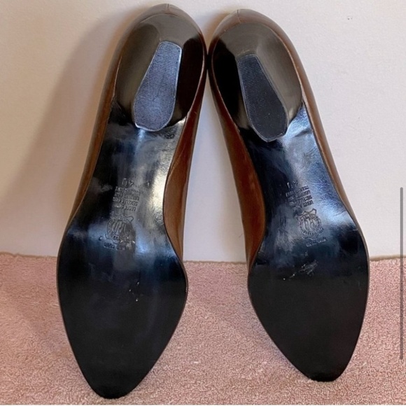 Arnold Churgin Brown Leather Slip On W  Chunky Heel 40 - Picture 5 of 11